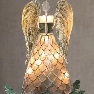 Capiz Angel Lighted Tree Topper